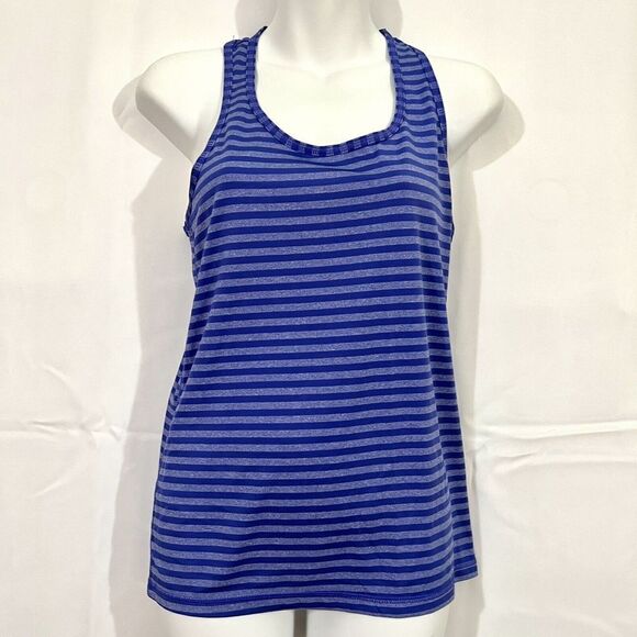 Danskin Medium Blue Striped Tank Top Athletic Activewear Stretch Dri More 0659 - Picture 1 of 9